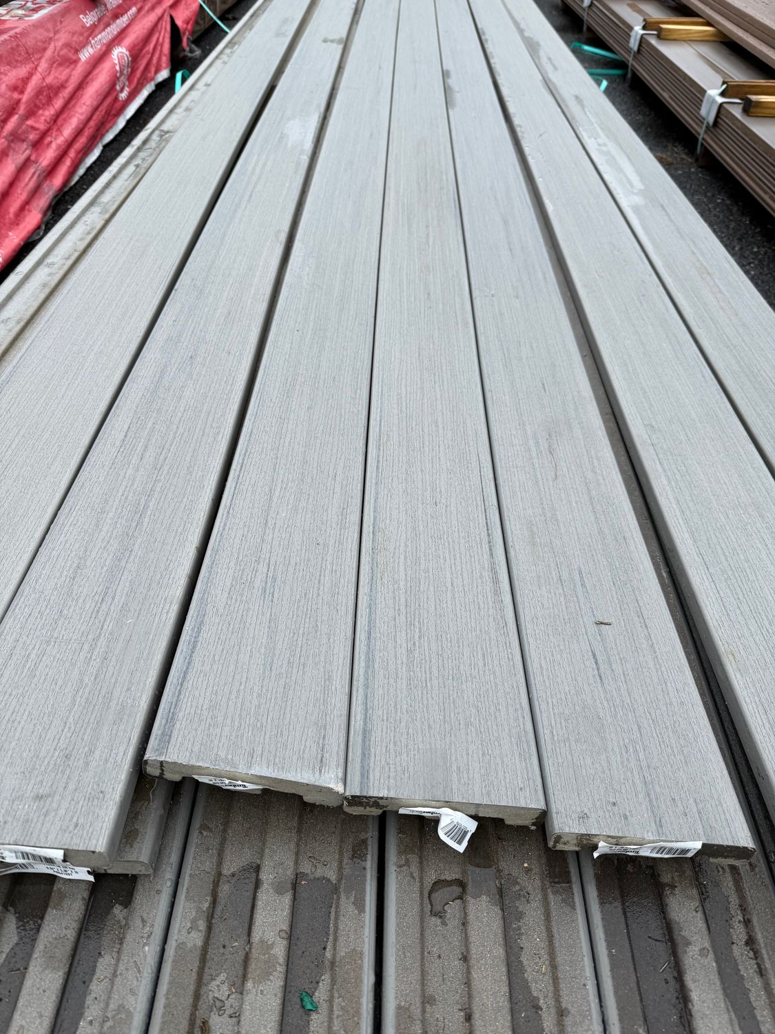 TIMBERTECH 1 in. x 6 in. x 16 ft. Grooved Scalloped Back Deck Board - Sea Salt Gray (Warehouse Seconds)