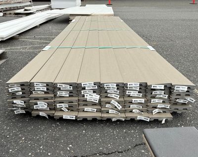 TIMBERTECH 1 in. x 6 in. x 12 ft. Grooved Scalloped Back Deck Board - Weathered Oak (Warehouse Seconds) TIMBERTECH 1 in. x 6 in. x 12 ft. Grooved Scalloped Back Deck Board - Weathered Oak (Warehouse Seconds)