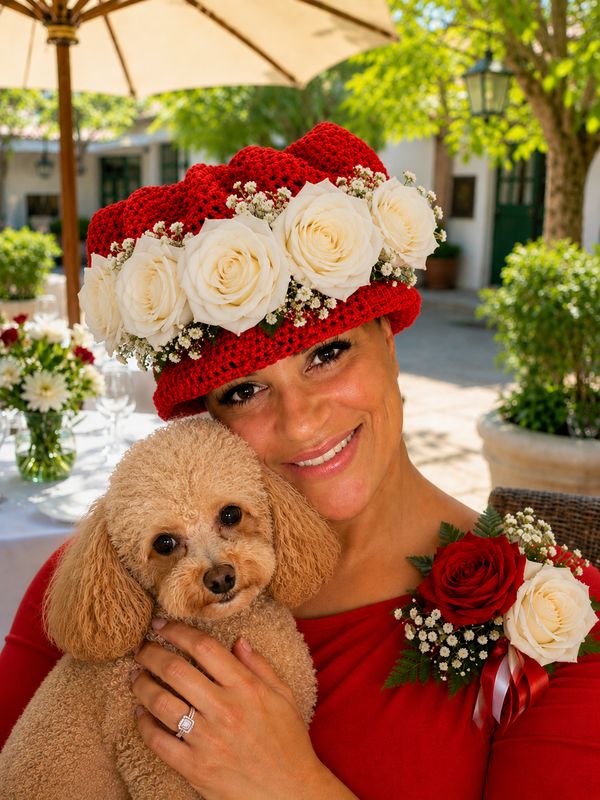 Red Hot Raffia puff crownSOLD! This crown has found its forever home. Love this design? I would be delighted to create a similar crown inspired by this piece.