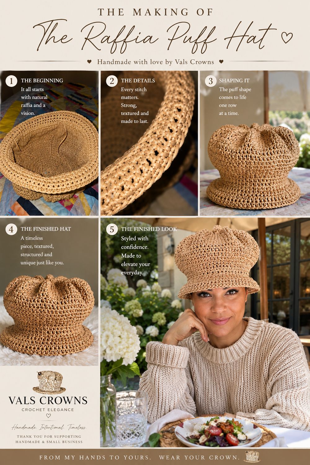 Raffia puff hat 