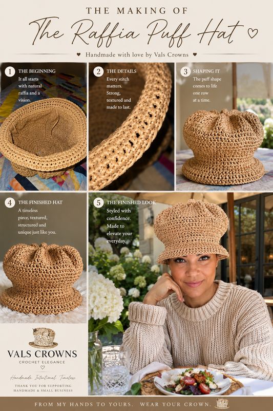 Raffia puff hat 