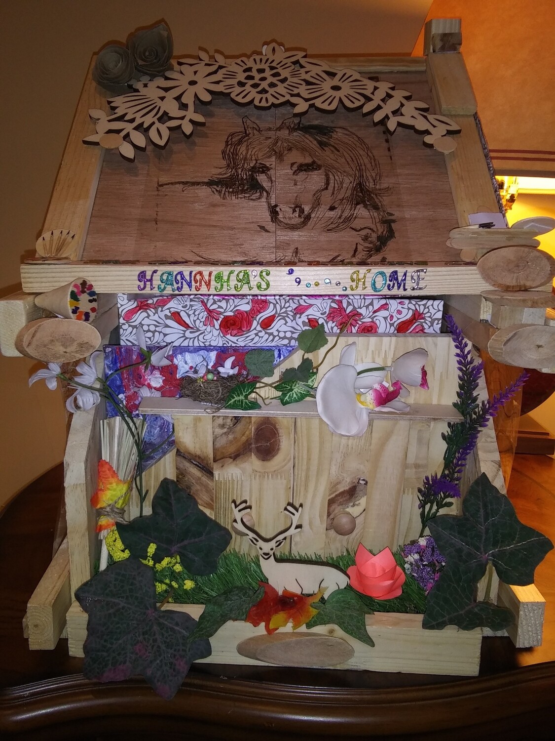 Discounts Available!!!! Beautiful Replica - Small Handcrafted Log Cabin with 1 Coloring Picture transparency and Miniature Accents