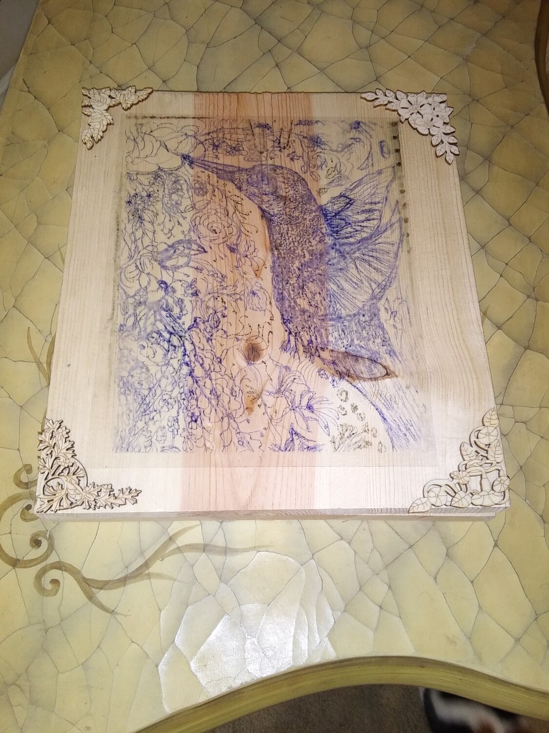 Replica Wooden Coloring Book Cover and Display - Small - Includes  2  Artist(s) drawings printed on transparency film