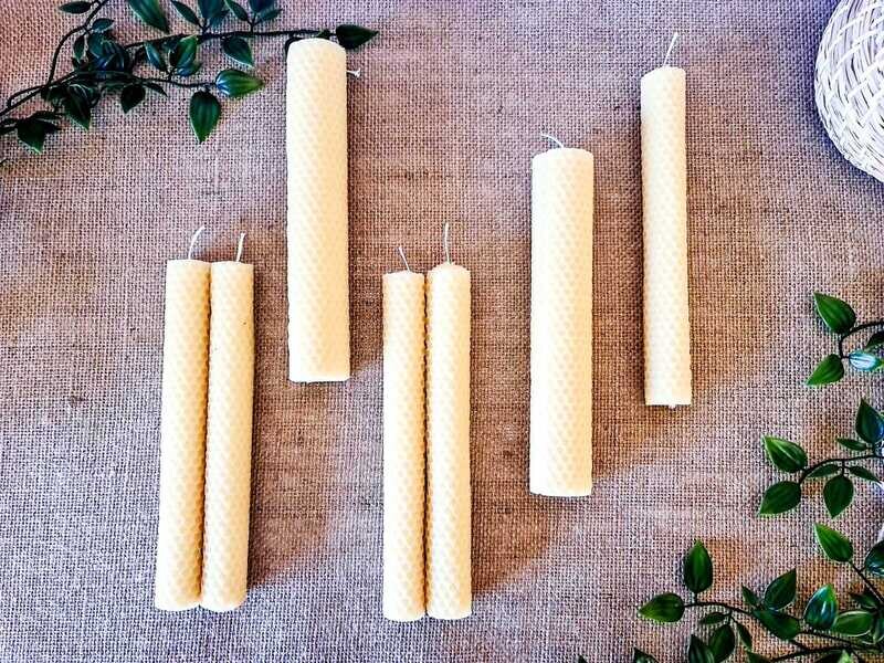 Hand Rolled taper Beeswax Candles (Set of 2)
