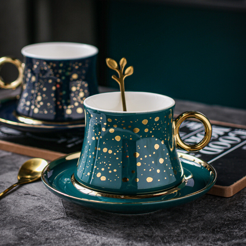 New Ceramic Mugs Cup And Spoon And Saucer