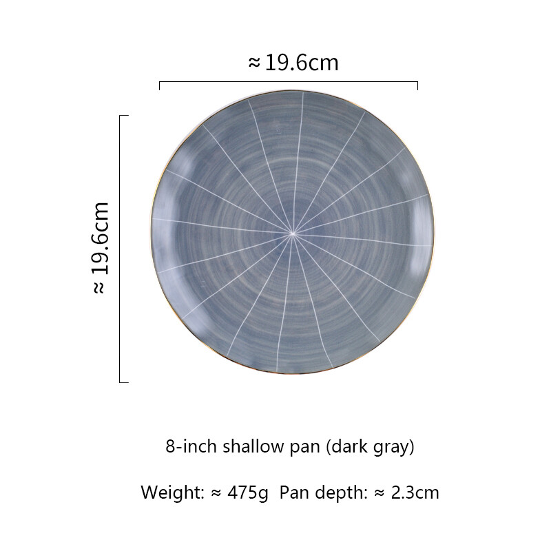 Ceramic Grey 8&quot; Plate, Colour: Dark Grey