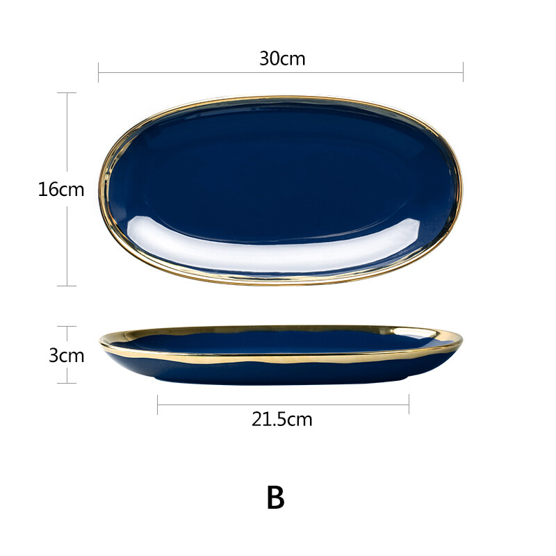 Ceramic Oval Plate 30cm, COLOUR: Blue