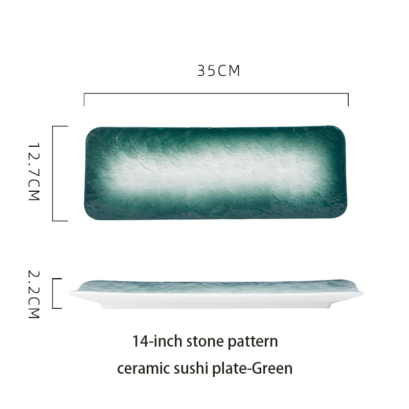 Ceramic Sushi Plate 14inch, Color: Green