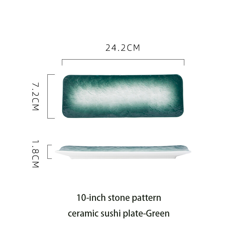 Ceramic 10inch Sushi Plate, Color: Green