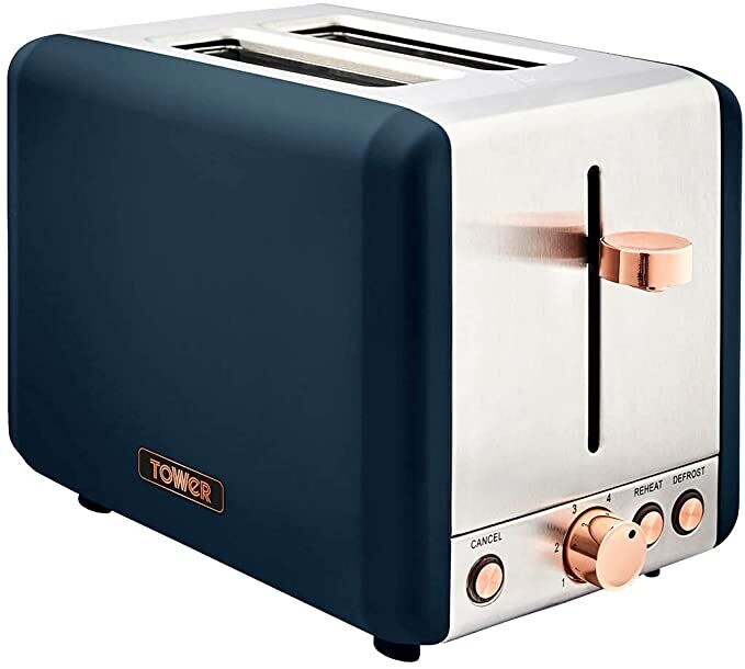Tower Scandi Blue/Rose Gold Toaster
