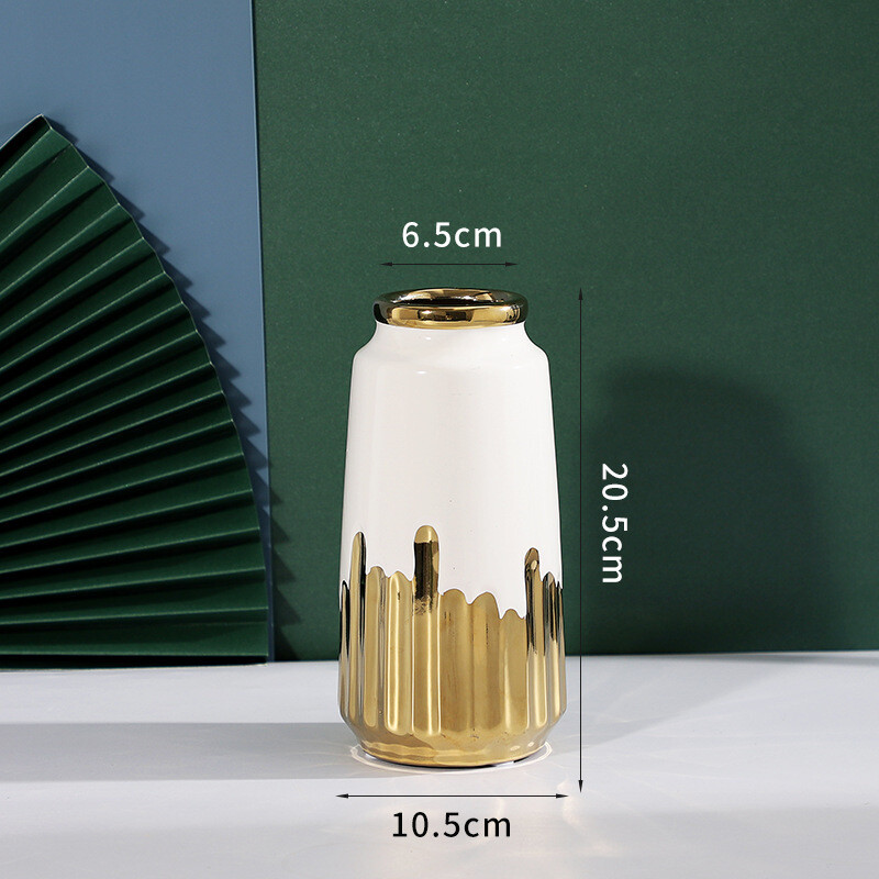 Ceramic Vase Dark Green, Modern Home Decor Vases Flower Vase For Flowers-S, Color-Type: White-S