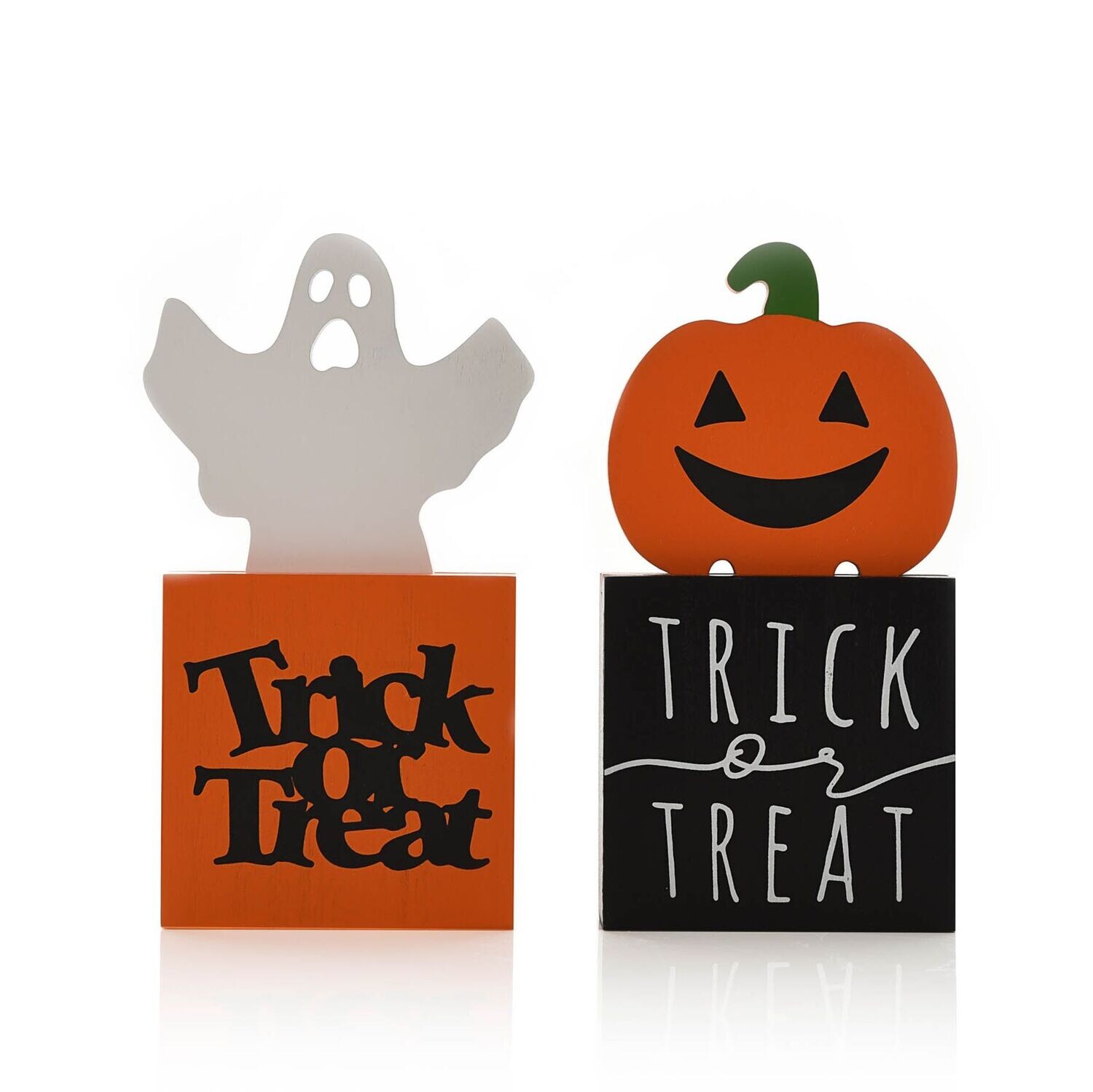 Trick Or Treat Plaque Pumkin &amp; Ghost, Type: Ghost