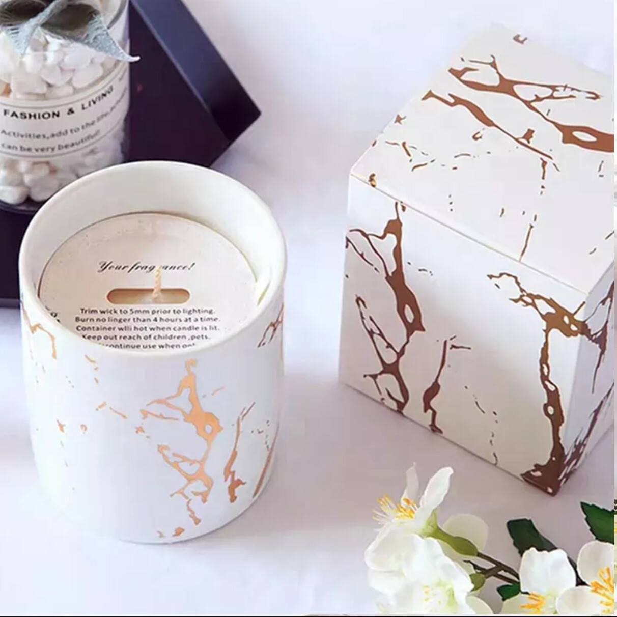 Luxury Ceramic Jar Scented Soy Candles, Type: White- Wild Blue bell