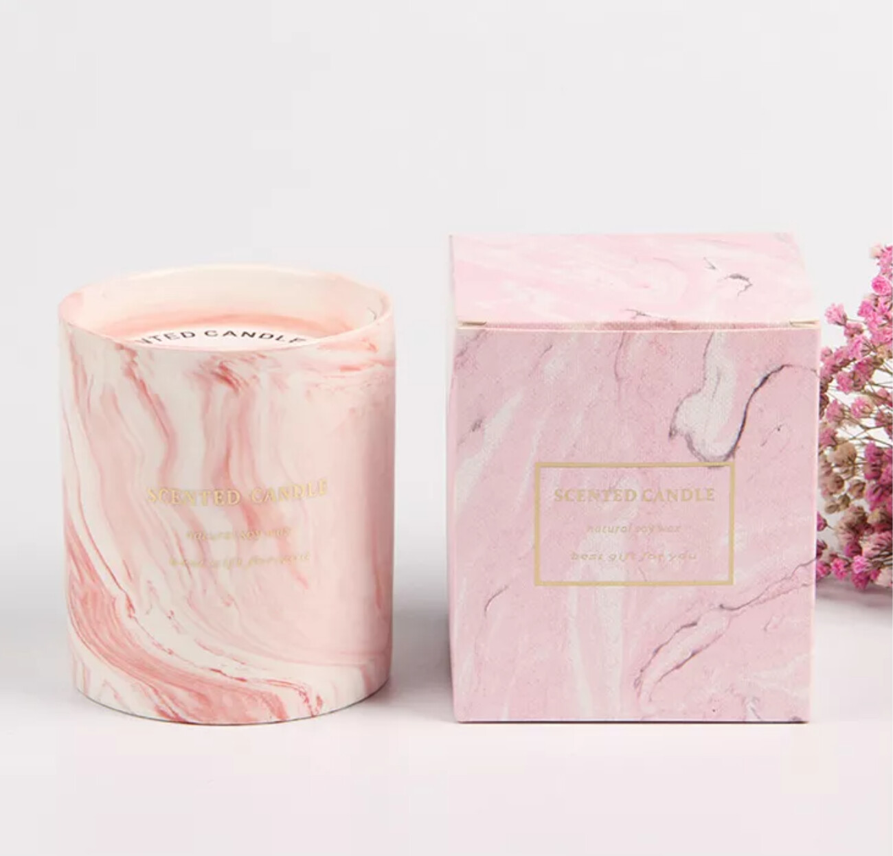 Marble Ceramic Jar Soy Wax Candles, Type: Floral Chic