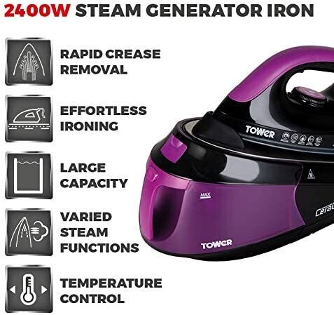 Tower 2400w 1.8l Steam Generator Black/Purple