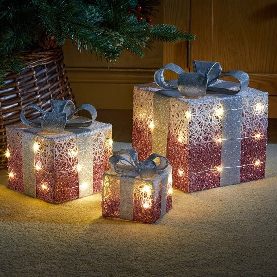 Sparkly Faux Gift Boxes-pink