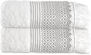 DIAMON BORDER BATH TOWEL- GREY