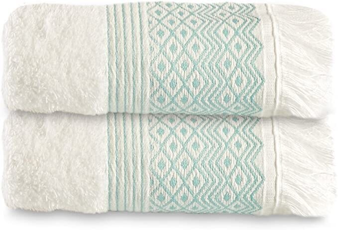DIAMOND BORDER BATH TOWEL- PEPPERMINT