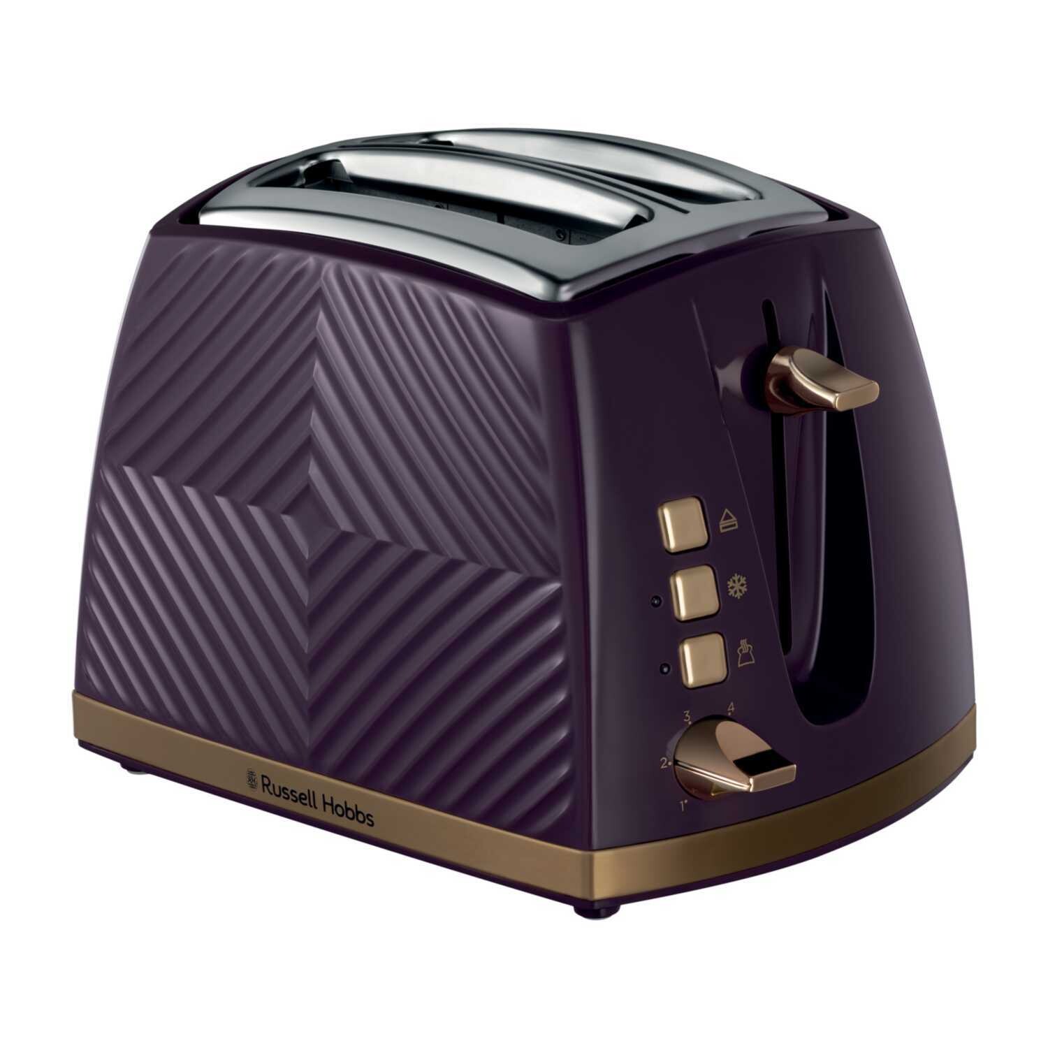 Russell Hobbs Groove 2 Slice Toaster Mulberry