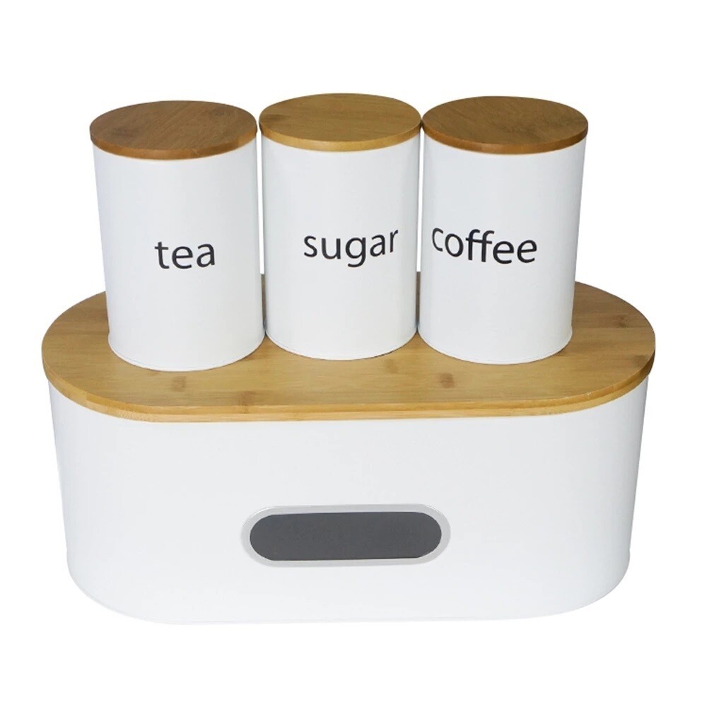 Kitchen Storage Container Set of 4-White, Color: White