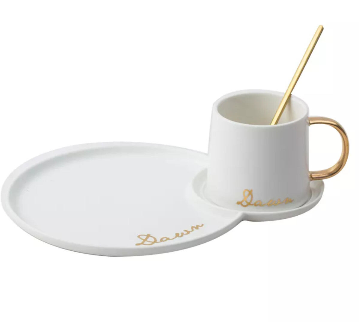 Breakfast Ceramic Coffee Cup+Saucer+ Spoon