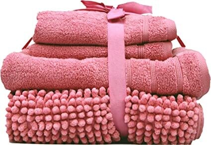 LE 4PK TWL+MAT BALE ROSE