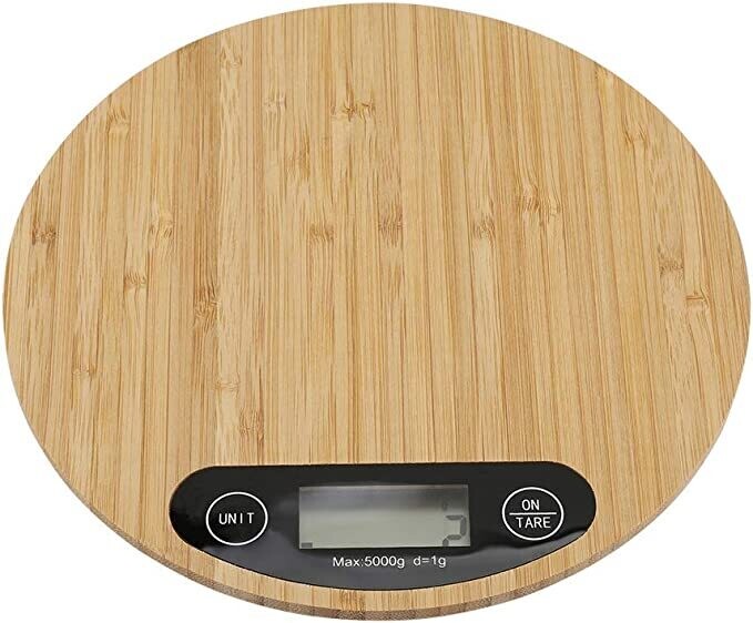 Round Bamboo Wood Electric Kitchen Scale