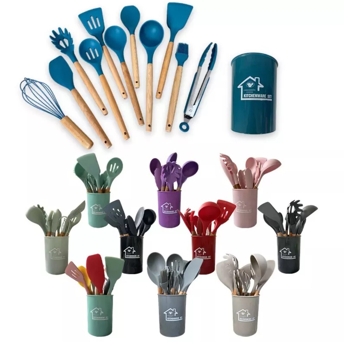 Silicone Cooking Utensils Set Non Stick