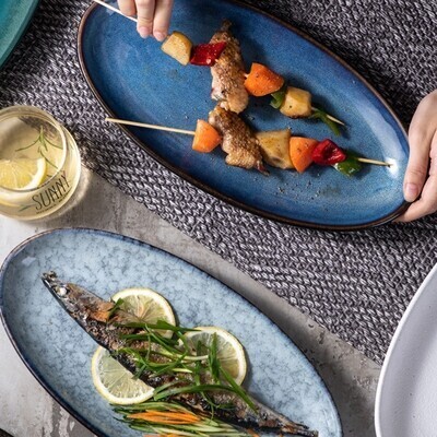 Ceramic 12.5 Inch Dish- Starry Blue