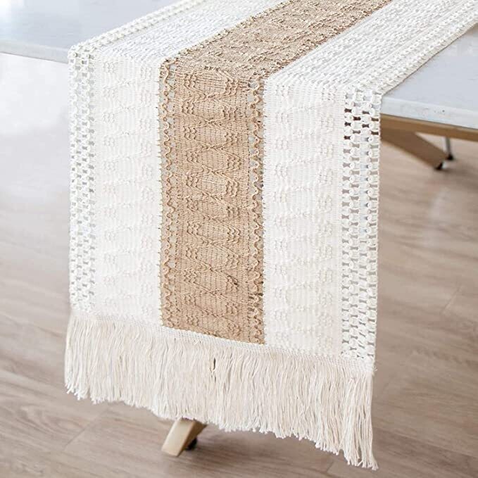 Cotton Linen Fringe Table Runner 30x140cm, Type: Type1