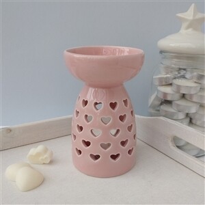 Deep Dish Hearts Ceramic Wax Melter - Pink