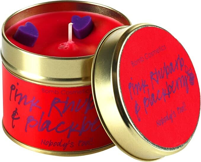 Pink Rhubarb Blackberry Tin Candle