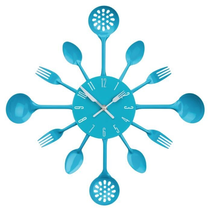 BLUE CUTLERY METAL WALL CLOCK