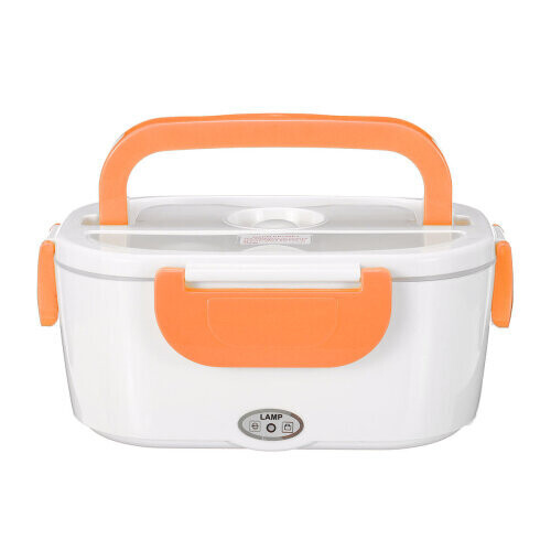 Portable Electric lunch box 1.5L food container heated box stainless steel-Orange 