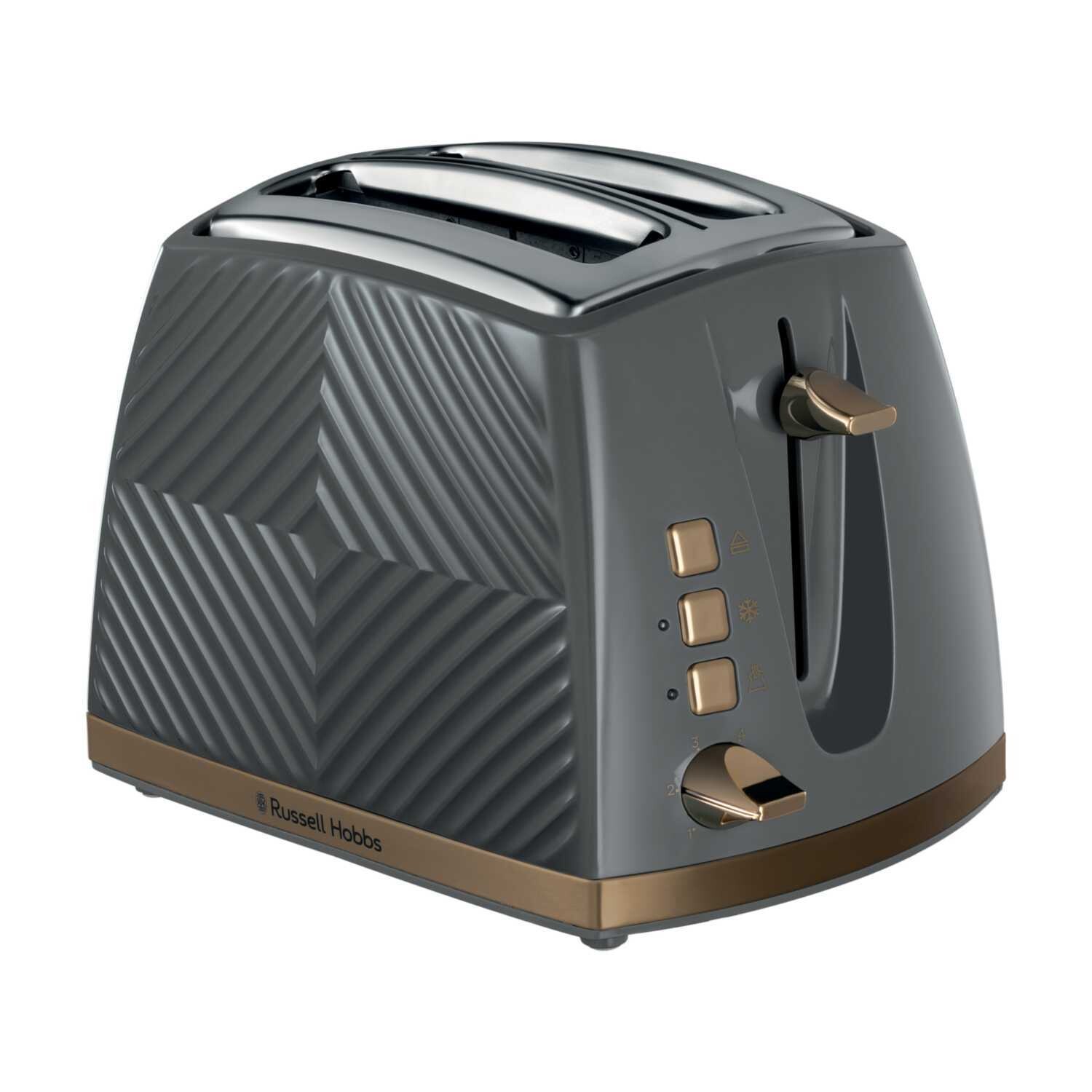 Russell Hobbs Groove 2 Slice Toaster Grey