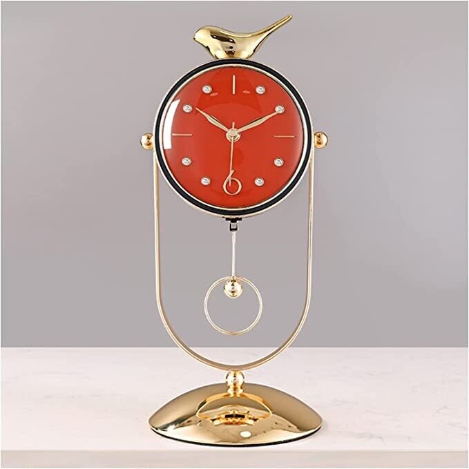 Table Clock Bird Desk Clock- Red