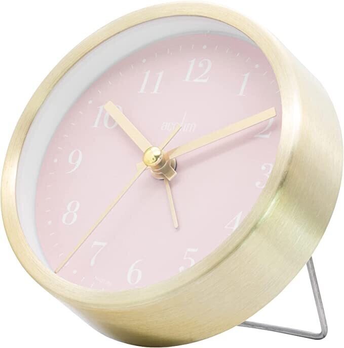Acctim Tegan Non-Ticking Analogue Alarm Clock Gold &amp; Peach Bellini