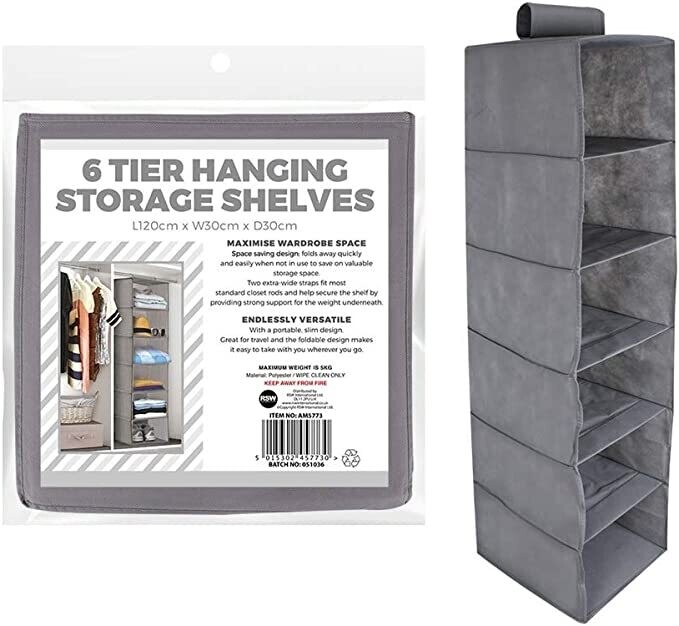 HANGING STORAGE 6 SHELVES 120X30X30