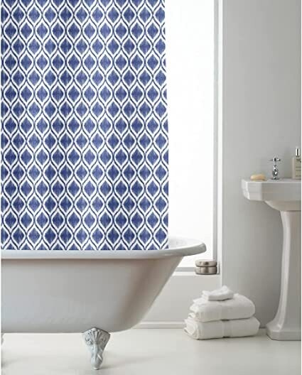 COUNTRYCLUB SHOWER CURTAIN PEVA HOOKS BLUE