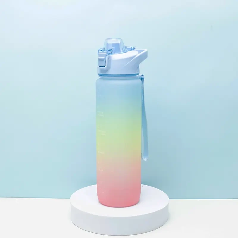 Gradient Water Bottle Motivational Timer Maker- Blue