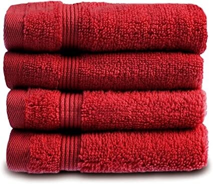 Allure Zero Twist Face Cloths Pack of 4 (CRANBERRY)