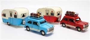 Retro Mini And Camper Tin Ornament 32cm