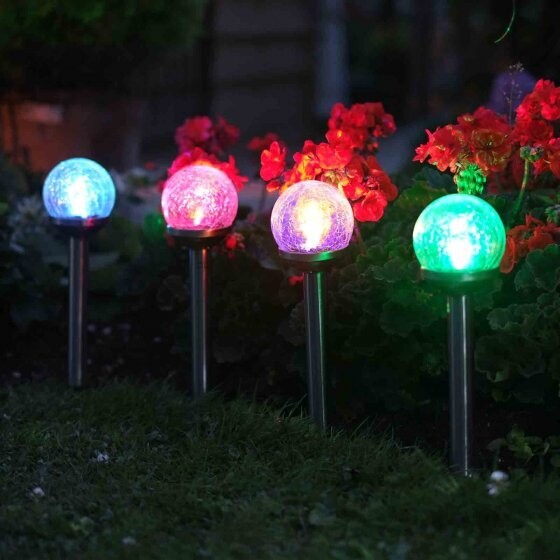Crackle Globe Stake Light, 5pc Carry Pack
