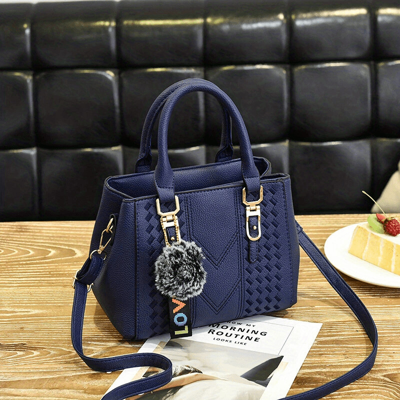 Trendy PU Leather Crossbody Bag-Deep Blue