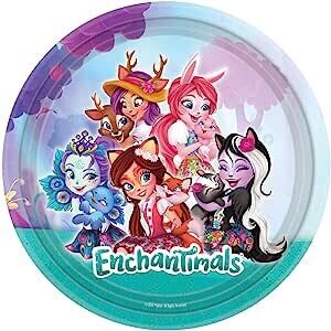 Round Paper Plates with Enchantimals Theme - 8 Pcs