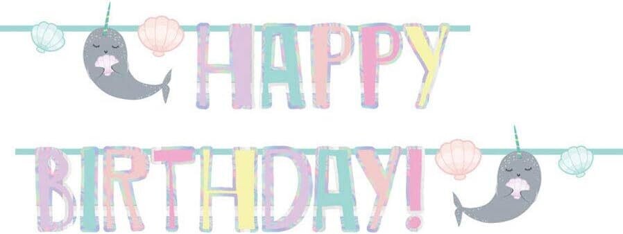Narwal Birthday Party Letter Banner - 2.4m