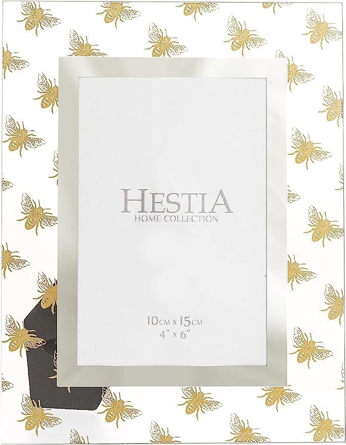 HESTIA GLASS PHOTO FRAME GOLD BEE 4&quot; X 6&quot;