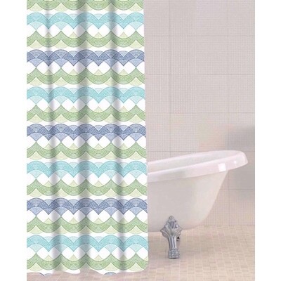 SABICHI WAVES PEVA SHOWER CURTAIN
