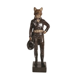 Dark Brown Jacket Fox Statue 38.5cm