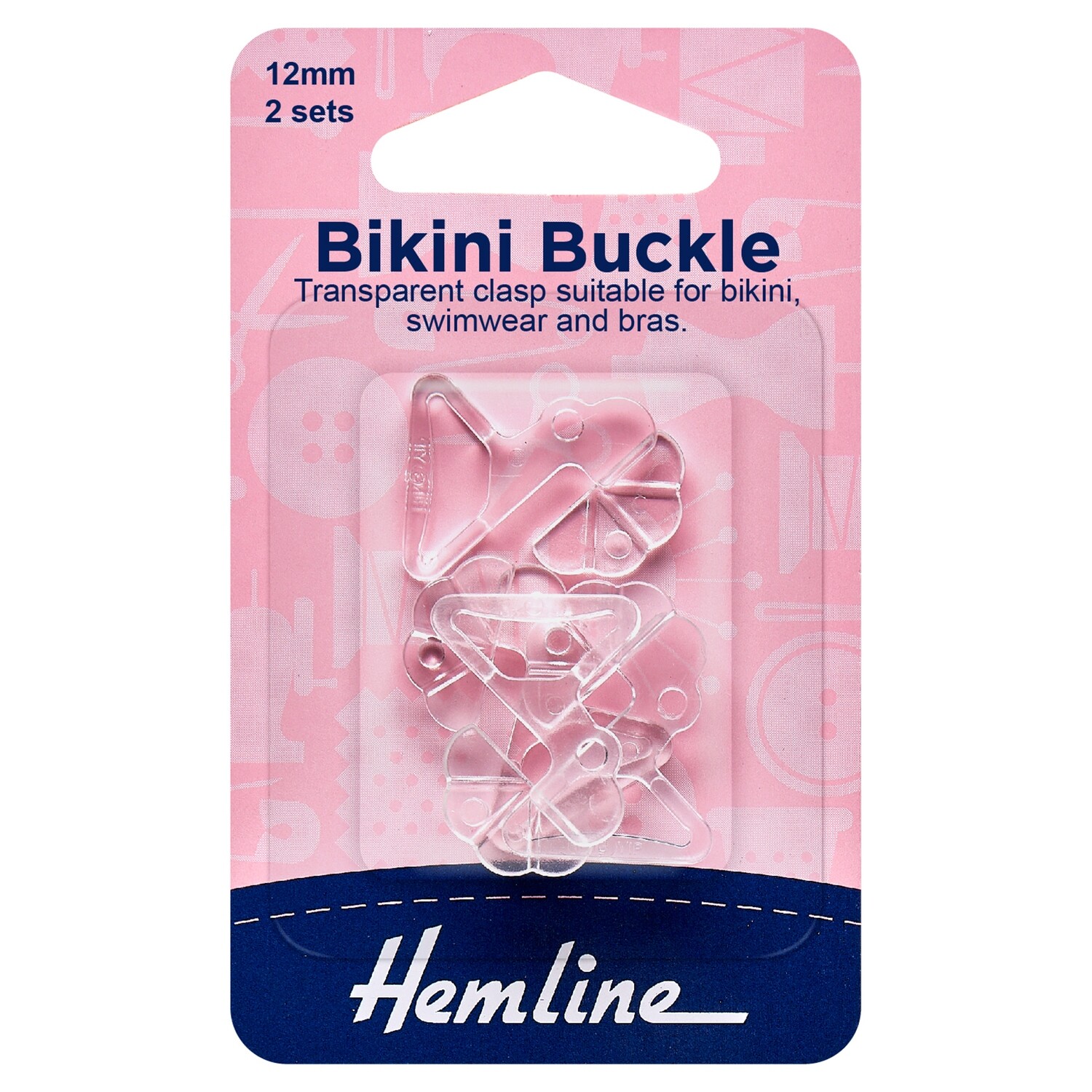 Bikini Buckles: 12mm: Clear: 2 Sets